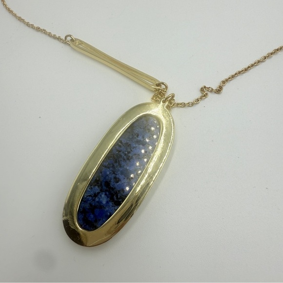 Chico’s Gold Tone Long Blue Pendant Necklace - Picture 6 of 10